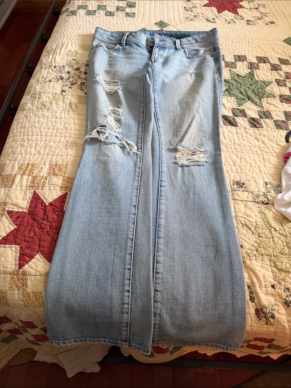 American Eagle Outfitters Light Blue Bootcut Distressed Jeans